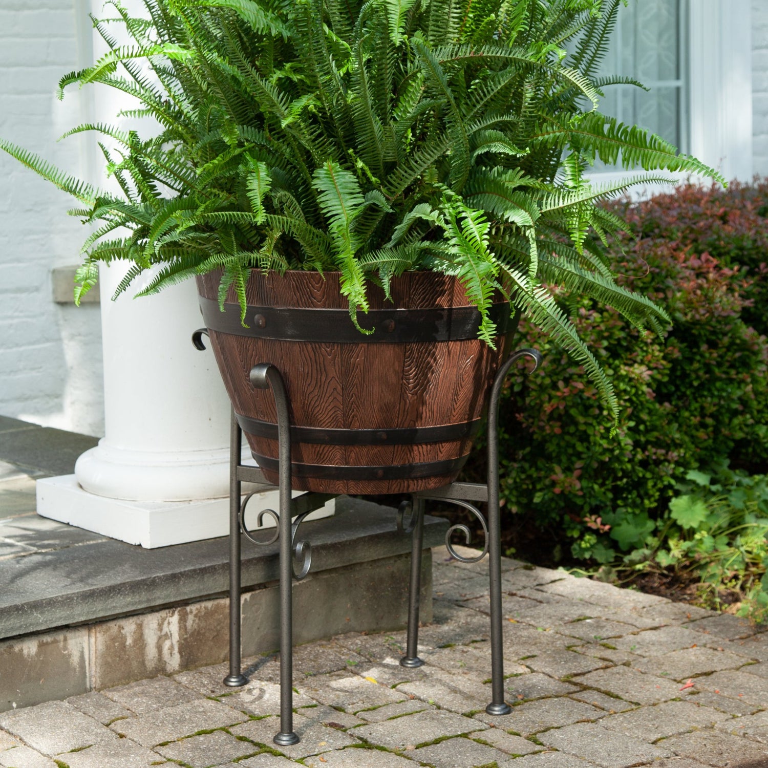 whiskey barrel hanging planter Covington Adjustable Plant Stand – Gardien® Products